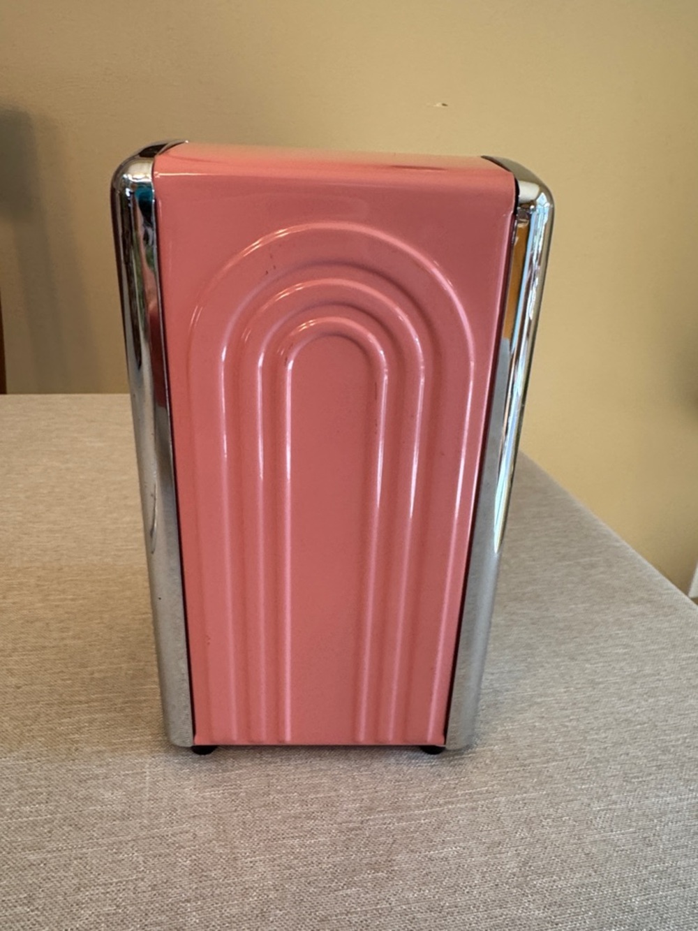 Homer Laughlin Fiestaware Vintage Metal Rose Pink Double Sided Napkin Dispenser